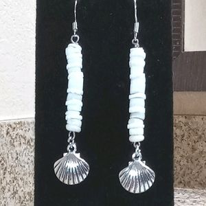 Sterling Silver Seashell Earrings W/ Shell Charm